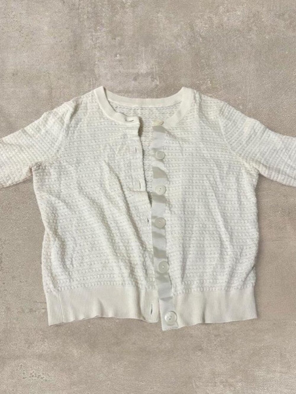 Coquette white knit short sleeve cardigan - probably size S